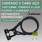 Cadeado Preto Elleven ULock Cabo Aço 1,5MM X 12MM