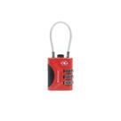 Cadeado TSA com Cabo de Aço Vermelho