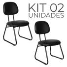 Cadeira Ágata Secretária Pé Sky L Duplo Kit 02 Material Sintético Preto
