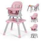 Cadeira Alta Kinder King 8 em 1 para Bebês - com Bandeja e Capa de Assento Rosa