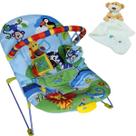 Cadeira Balanço Bebê Azul 9Kg Soft Ballagio + Naninha Urso