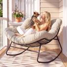 Cadeira Balanço Papasan para Área Externa ONBRILL Bege 109x91x71 cm Cadeira Balanço Papasan para Área Externa ONBRILL Bege 109x91x71 cm