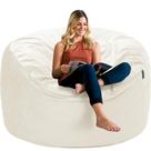 Cadeira Bean Bag HABUTWAY 91 cm de veludo viscoelástico bege