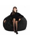 Cadeira Bean Bag HDMLDP Comfy Fluffy Oversize, redonda de 3,5 pés, preta