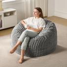 Cadeira Bean Bag Hobestluk de 3 pés para adultos com capa de pelúcia listrada