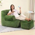 Cadeira Bean Bag MOMCAYWEX grande e confortável com verde otomano