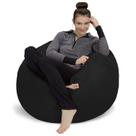 Cadeira Bean Bag, saco de sofá, espuma viscoelástica de pelúcia, 3 pés - preto