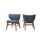 Cadeira Benzara Isina Veludo Azul Nogueira Marrom 68x62x74cm