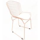 Cadeira BERTOIA maciça cor Rosé fosco assento branco - Poltronas do Sul