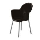 Cadeira Braço Base Cromada Linha Polipropileno Moon Preto