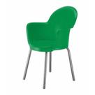 Cadeira Braço Base Cromada Linha Polipropileno Moon Verde Cadeira Braço Base Cromada Linha Polipropileno Moon Verde