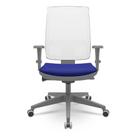 Cadeira Brizza Diretor Grafite Tela Branca Assento Aero Azul Base Autocompensador Piramidal - 66173
