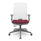 Cadeira Brizza Diretor Grafite Tela Branca Assento Poliester Vinho Base RelaxPlax Alumínio - 66004