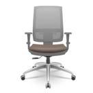 Cadeira Brizza Diretor Grafite Tela Cinza Assento Vinil Marrom Base RelaxPlax Alumínio - 66026