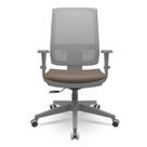 Cadeira Brizza Diretor Grafite Tela Cinza Assento Vinil Marrom Base RelaxPlax Piramidal - 66397