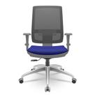 Cadeira Brizza Diretor Grafite Tela Preta Assento Aero Azul Base RelaxPlax Aluminio - 65890