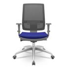 Cadeira Brizza Diretor Grafite Tela Preta com Assento Aero Azul Base Autocompensador Aluminio - 65759