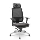 Cadeira Brizza Tela 3D Slider Cromada Com Apoio NR17 Plax