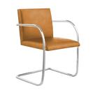 Cadeira Brno Couro Natural Caramelo Tubular Cromada