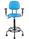 Cadeira caixa alta L duplo com braço base semi corano azul claro