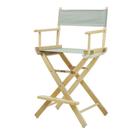 Cadeira Casual Home 24" com moldura de madeira natural em lona cinza