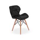 Cadeira Charles Eames Eiffel Slim Wood Estofada - Preta Cadeira Charles Eames Eiffel Slim Wood Estofada - Preta