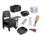 Cadeira Cirandinha Mesa Completa com Acessórios Bari Preto 450 Manicure Pedicure Salão Dompel