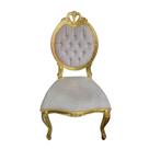 Cadeira Clássica de Jantar Cinza com Dourado 108x58x50cm