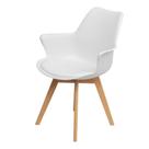 Cadeira com Braços Joly Wood Or Design Assento Em Polipropileno Branco Base Madeira