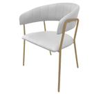 Cadeira com Braços Maraú PSG Móveis Estofada material sintético Branco com Base Aço Dourado