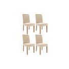 Cadeira Cozinha Fernanda Wood Kit 4 Un Carvalho/Suede Nude Bege - Cimol