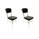 Cadeira Cozinha reforço cromada assento grosso Confortável encosto estofado cor preto Kit 2 Peças