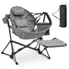 Cadeira de acampamento dobrável Ainfox Hammock com apoio para os pés cinza