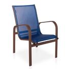 Cadeira de Alumínio e Tela Sling Linha Leve - Marrom/Azul Marinho Cadeira de Alumínio e Tela Sling Linha Leve - Marrom/Azul Marinho