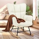 Cadeira de balanço de berçário Simple Deluxe Teddy estofada branca