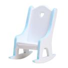 Cadeira de balanço em miniatura Dollhouse Blue Trim Wooden Baby