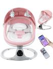 Cadeira de balanço para bebê MelloBubbz portátil Bluetooth rosa com 5 velocidades