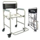 Cadeira De Banho Higienica Dobrável Para Idoso D40 até 120kg Dellamed Aço Prática Resistente Com Rodas