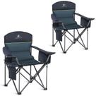 Cadeira de Camping Reforçada ALPHA CAMP 2 Peças, Grande, com Bolsa Térmica, Suporte para até 204 kg, Estrutura de Aço, Dobrável, com Braços Acolchoados e Apoio Lombar, para Área Externa, Verde