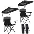 Cadeira de Camping YOUNG WOOD Dobrável com Toldo de Sombra 2p