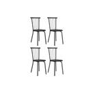 Cadeira de Cozinha 154 Aço Kit 4 Uni Preto/Courano Preto - Carraro