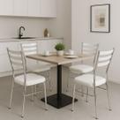 Cadeira de Cozinha com reforço cromada assento grosso branco confortável Kit 4 Unidades