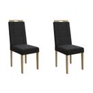 Cadeira de Cozinha Flora 2CAD150 Madeirado Kit 2 Un Carvalho/Suede Preto - Kappesberg