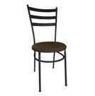 Cadeira de Cozinha Metal Preta com Estofado Marrom Stilos Para Cozinha Lanchonete Restaurante Refeitório Mesa