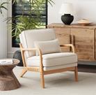 Cadeira de Destaque MALOL Estilo Mid-Century com Estrutura de Madeira Bege