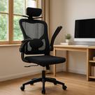 Cadeira de Escritório Ergonômica Apoio Lombar, Encosto Reclinável, Apoio de Cabeça, Braço