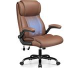Cadeira de Escritório Ergonômica BESTFAIR em Couro Marrom com Apoio Lombar