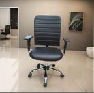 Cadeira de Escritório Ergonômica Executiva Diretor Secretária Giratória Preta com Rodinha Costura Encosto Esteirinha Cromada Home Office Consultório