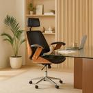 Cadeira de Escritório Ergonômica Giratória Moderna Alta Presidente Lisboa Apoio Cabeça Office Preta