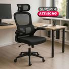 Cadeira de Escritório Ergonômica Giratória Presidente Preta Tecido Respirável Cadeira de Escritório Ergonômica Giratória Presidente Preta Tecido Respirável